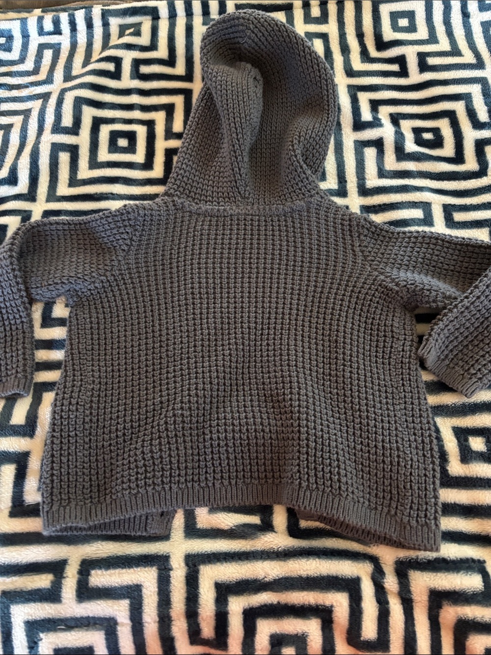 Carter's Gray Knit Hooded Baby Cardigan with Wood-Tone Buttons - Picture 3 of 3